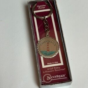 Spooniques Chincoteague Island Lighthouse Keychain Genuine Pewter Made USA